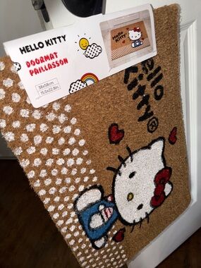 Hello Kitty Brown Coir Doormat with Red and Blue Accents